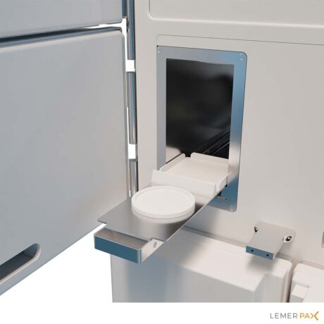 Shielded compartment with double slot sliding trays