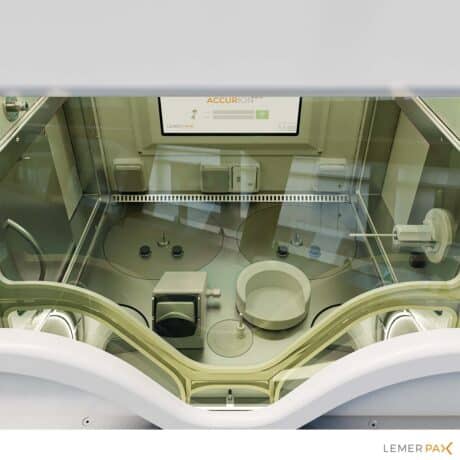 Easypharma HE Ga/Ge Compact shielded hot cell Lemer Pax large viewing window of laminated lead glass